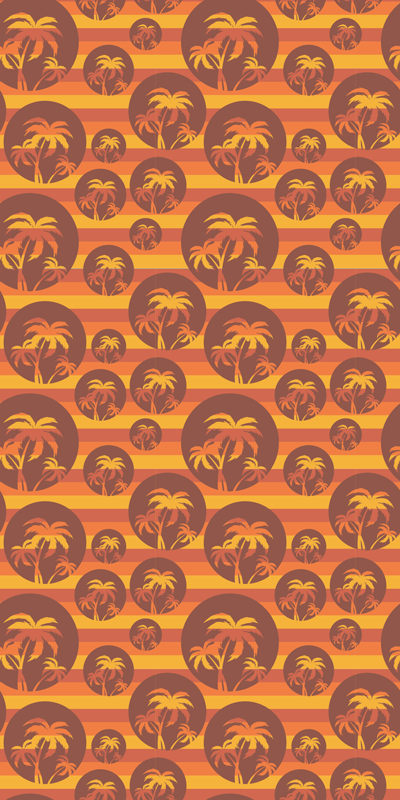 Hnědý vinylový koberec retro západ slunce a palmy - TenStickers