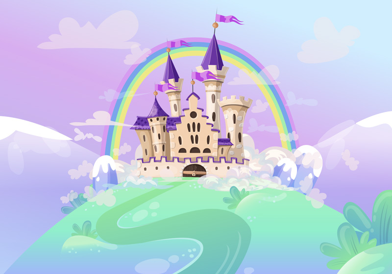 Purpurový vinylový koberec s princeznovským hradem - TenStickers