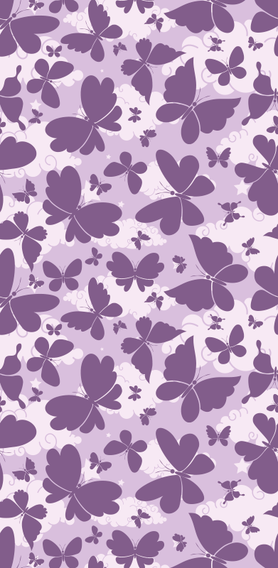Purpurový vinylový koberec s motivem motýlů v oblacích - TenStickers