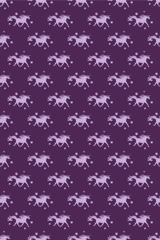 Purpurový vinylový koberec s jednoduchými jednorožci - TenStickers
