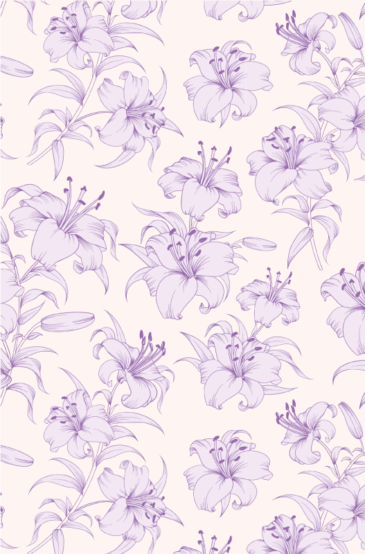 Purpurový vinylový koberec s květinovým designem lilie - TenStickers