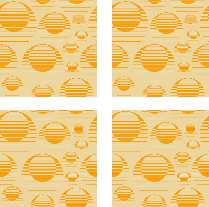Oranžový vinylový koberec retro sluneční motiv - TenStickers