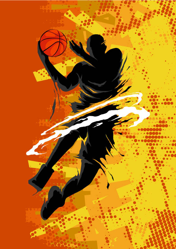 Oranžový vinylový koberec basketbalista - TenStickers