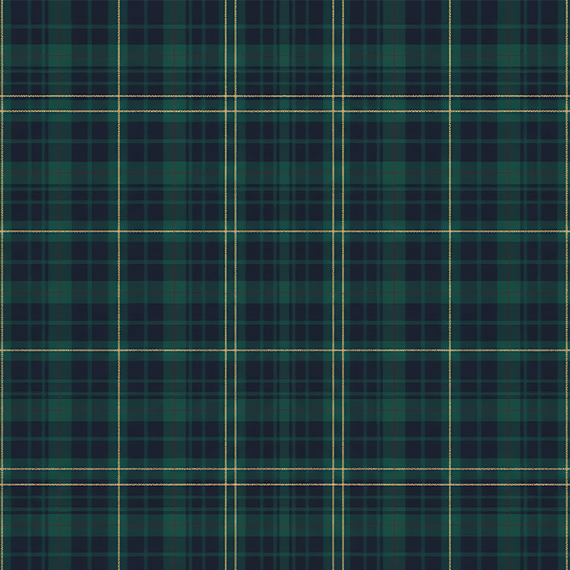 Zelený vinylový koberec tmavě zelený tartan - TenStickers