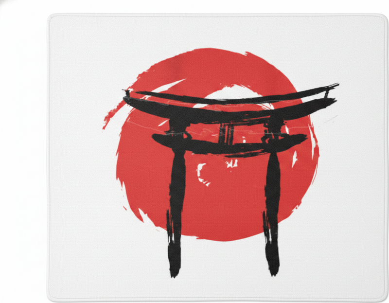 Červený vinylový koberec japonsky malovaná brána - TenStickers