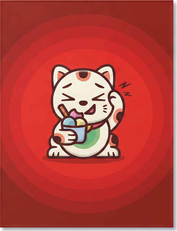 Červený vinylový koberec s roztomilou kočkou a zmrzlinou - TenStickers