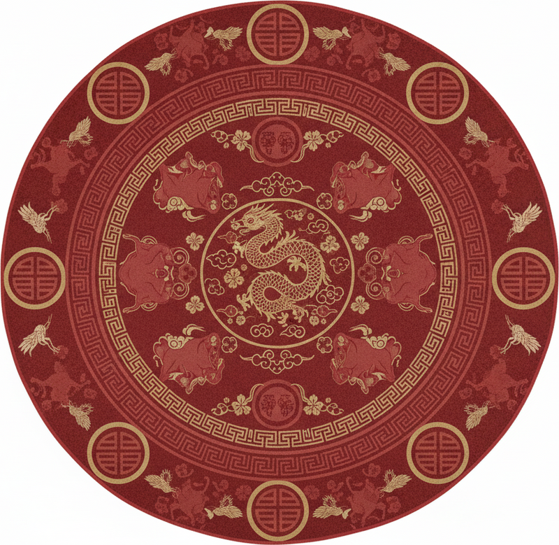Červený vinylový koberec s vintage čínským vzorem - TenStickers