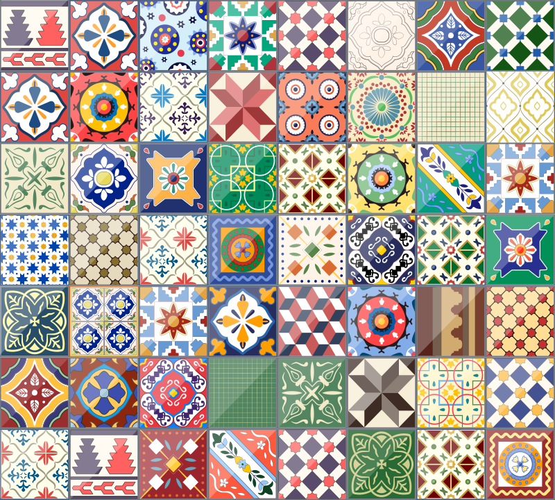 Originální čtvercový barevný vinyl koberec - TenStickers