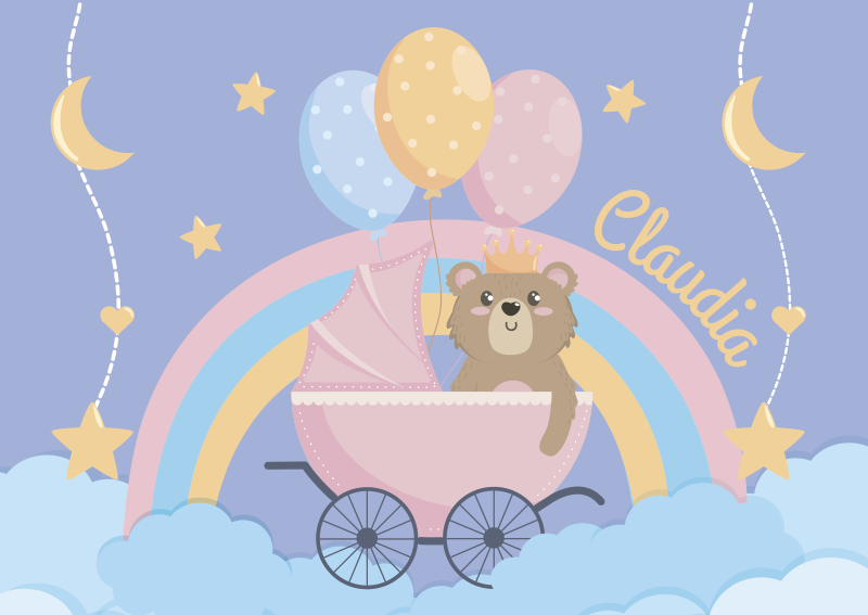 Personalizovaný medvěd děti vinyl koberec - TenStickers