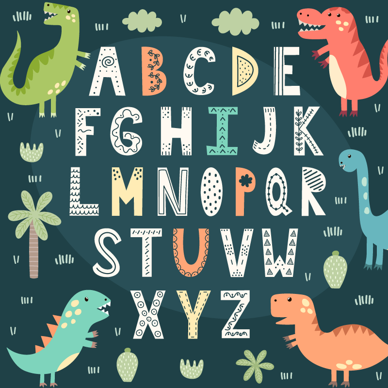 Vinyl koberec dinosaurus abeceda - TenStickers