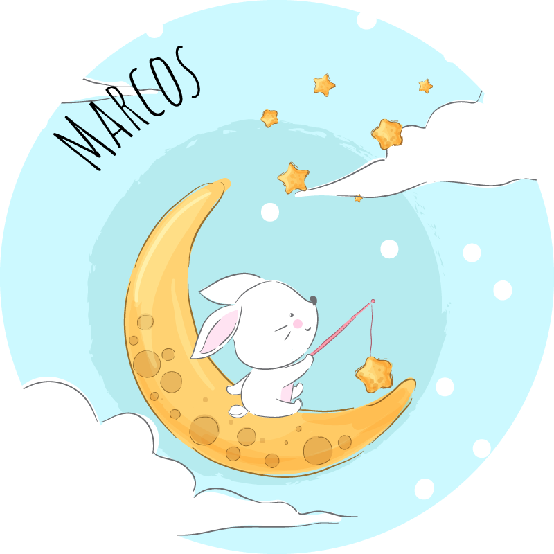 Přizpůsobitelný vinyl koberec s měsícem a hvězdami - TenStickers