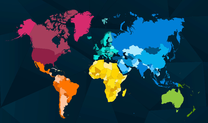 Mapa moderní barevné mapy světa koberců - TenStickers
