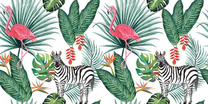Plameňák & zebra zvířecí vinyl koberec - TenStickers