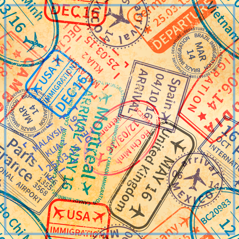 úžasný ročník cestovní razítko koberec - TenStickers