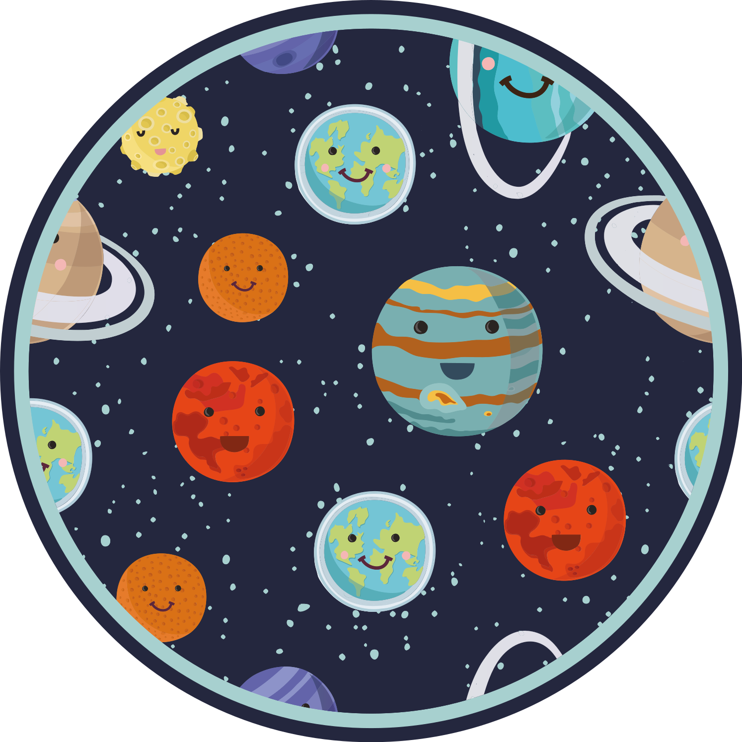 Dětský vinylový koberec s úsměvem planet solar system - TenStickers