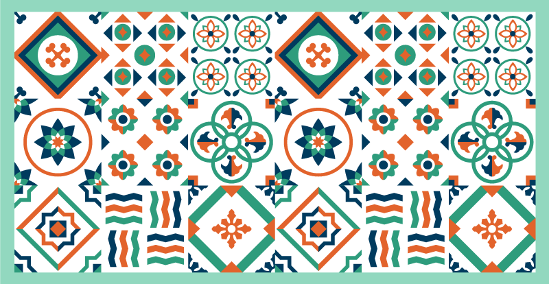 Různé barevné dlaždice vzor dlaždice koberec - TenStickers