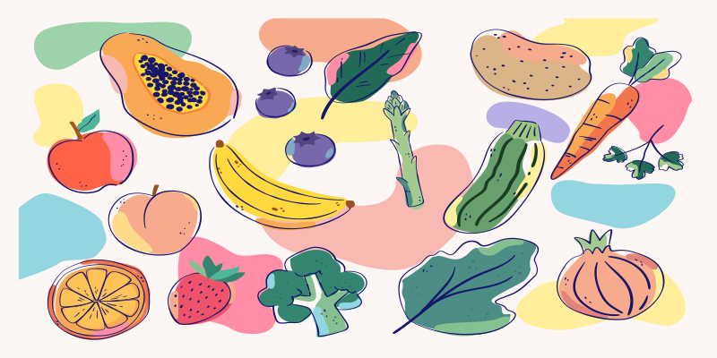 Barevné ovoce. Kuchyňské podlahové dlaždice - TenStickers