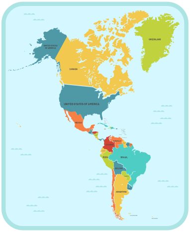 Amerika ve středu mapa světa koberec - TenStickers