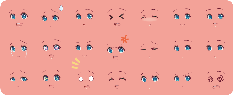 Anime tváře teen vinylový koberec - TenStickers