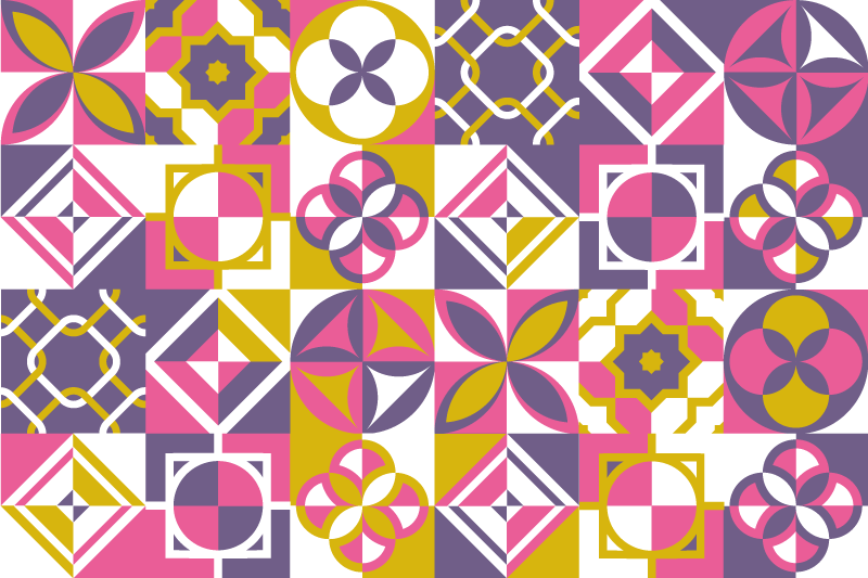 Geometrické dlaždice koberec - TenStickers