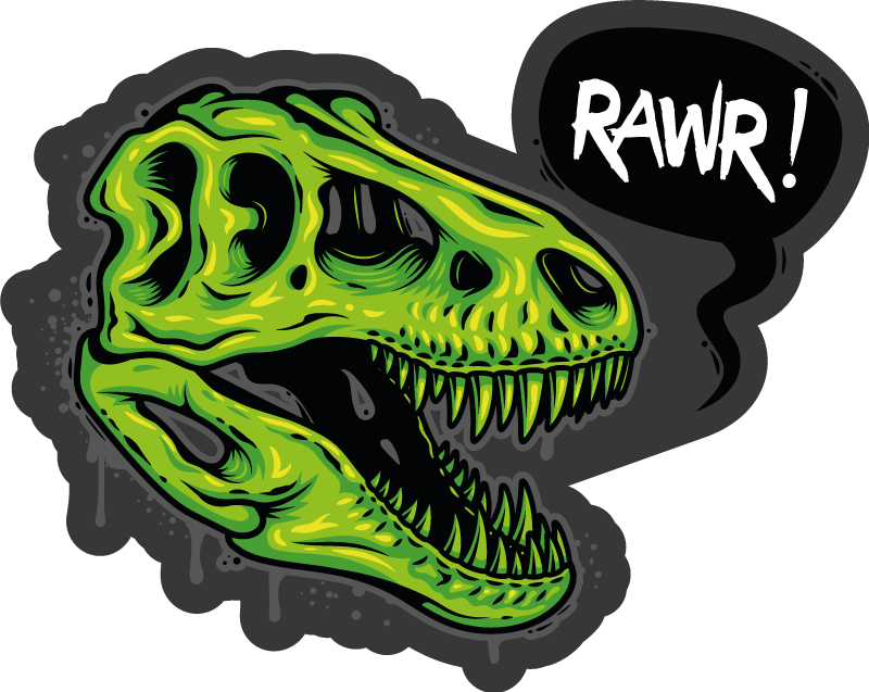 Ilustrace hlavy dinosaura s textem - TenStickers