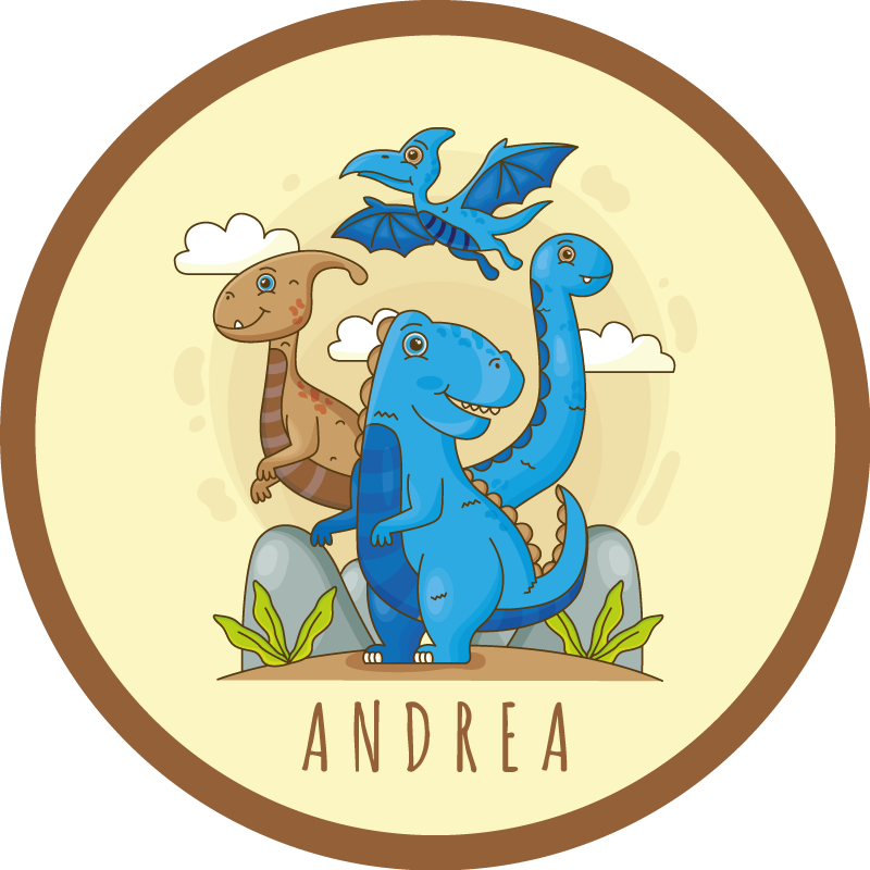 Dinosauří kruh složení Vinylový koberec se jmény - TenStickers