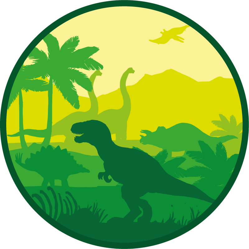 Dinosauři silueta na kruhový koberec krajiny - TenStickers