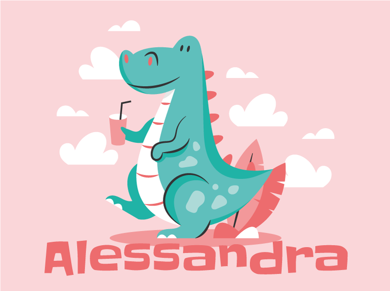 Dinosaurus s osobním jménem zvířecí koberec - TenStickers