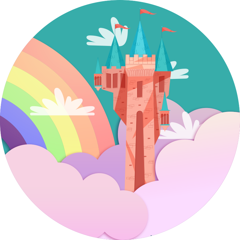 Dětský vinylový koberec pink magic castle princess - TenStickers