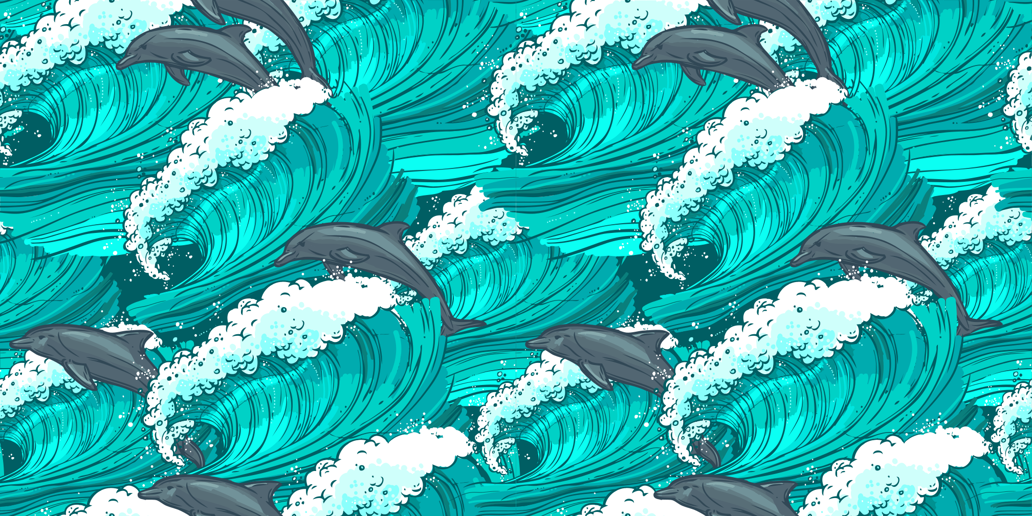 Vinylový koberec se zvířecími delfíny v oceánu - TenStickers