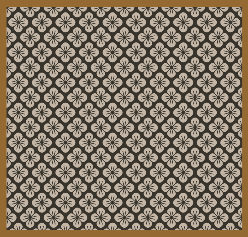 Podlahový černý květinový koberec - TenStickers