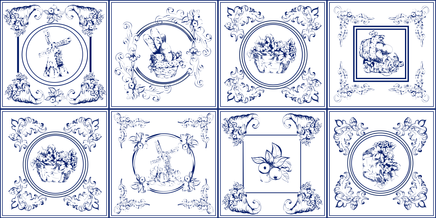 Ročník modré dlaždice koberec - TenStickers