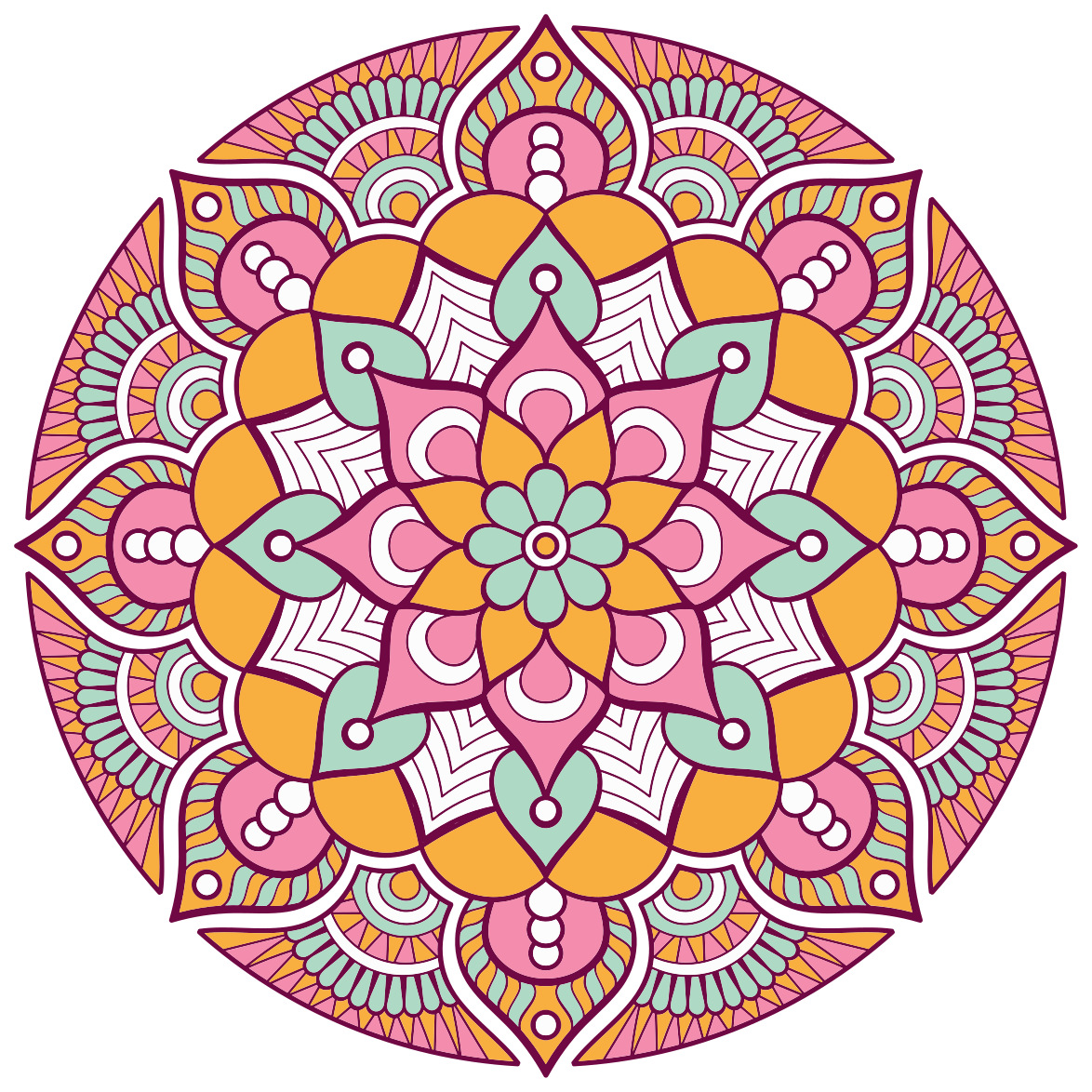Vinylový koberec z růžového peří mandala - TenStickers