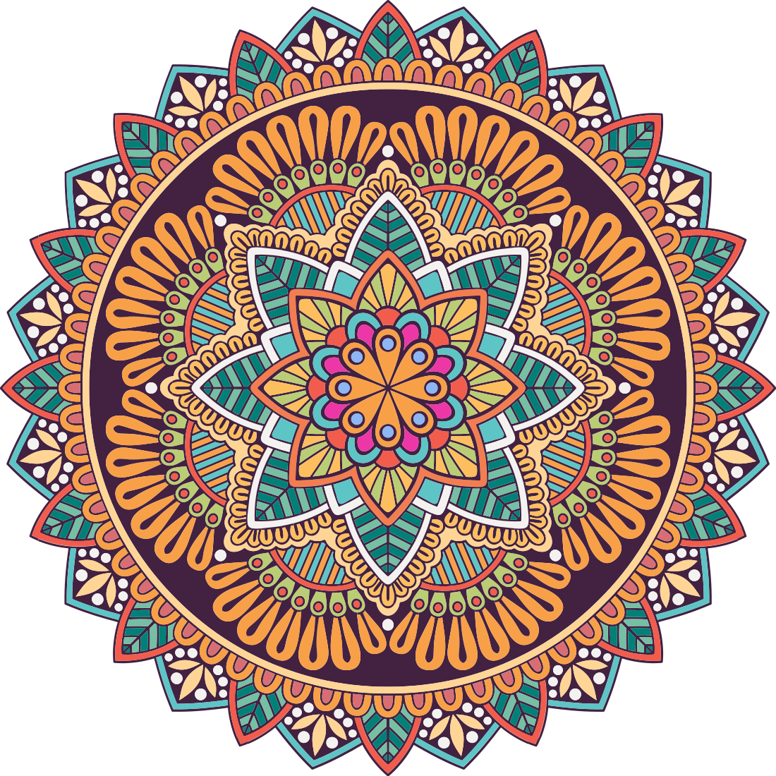 Barevný mandala květina mandala vinylový koberec - TenStickers