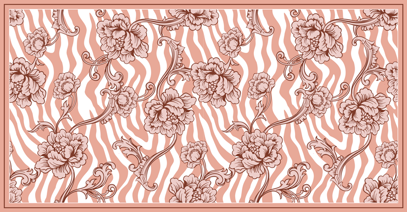 Zebra květinová fúze Vinylový koberec do ložnice - TenStickers