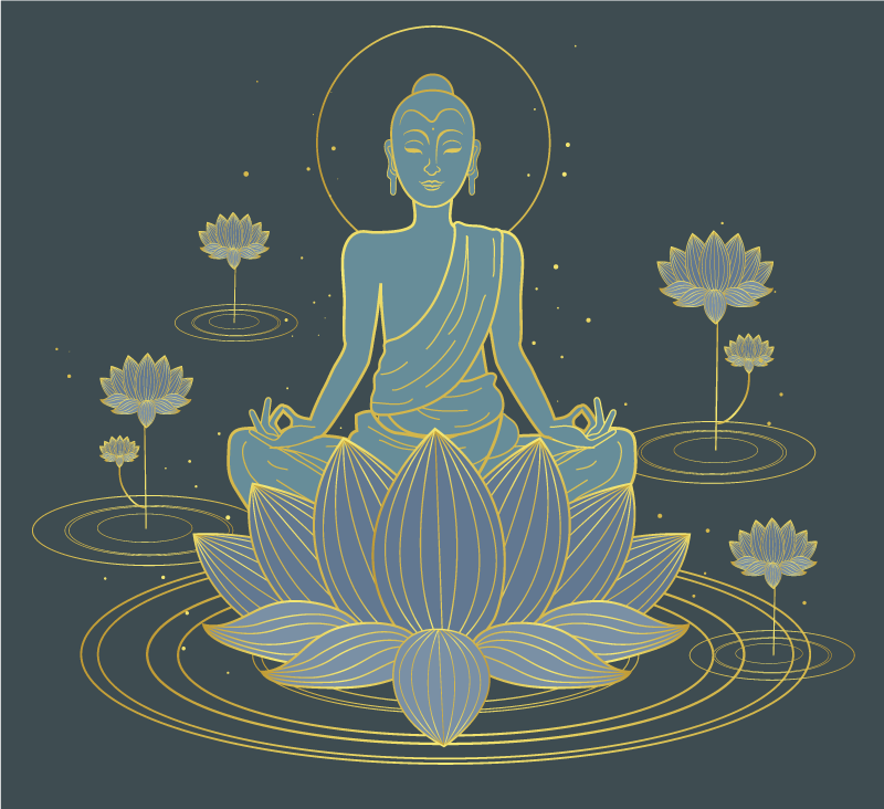 Květinový vinylový koberec lotus a buddha - TenStickers