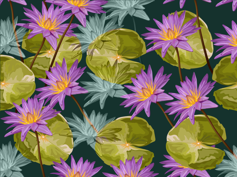 Botanické lekníny Vinylový koberec s květinami a rostlinami - TenStickers