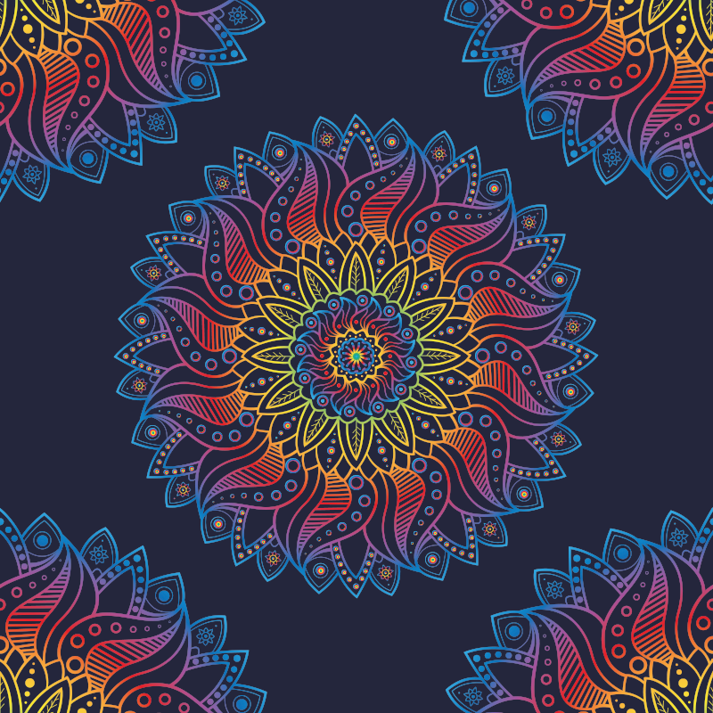 Mandala pestrobarevný vinylový koberec - TenStickers