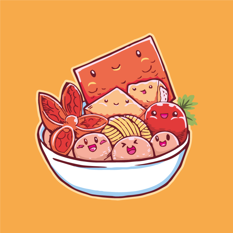 Roztomilý kreslený jídlo kuchyňské podlahové dlaždice - TenStickers