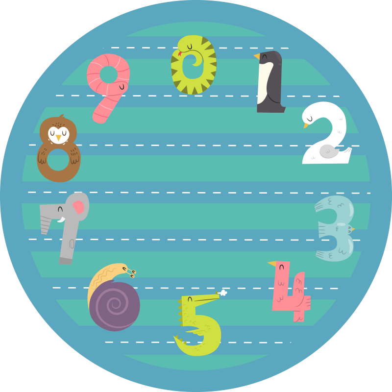 Zvířecí čísla dětský vinylový koberec - TenStickers