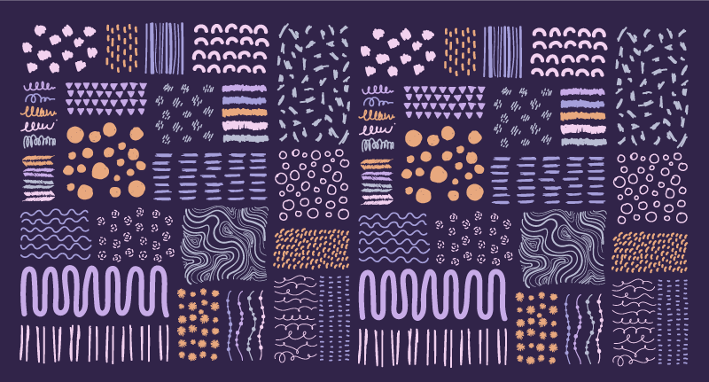 Tažené doodle puntíky geometrické koberce - TenStickers