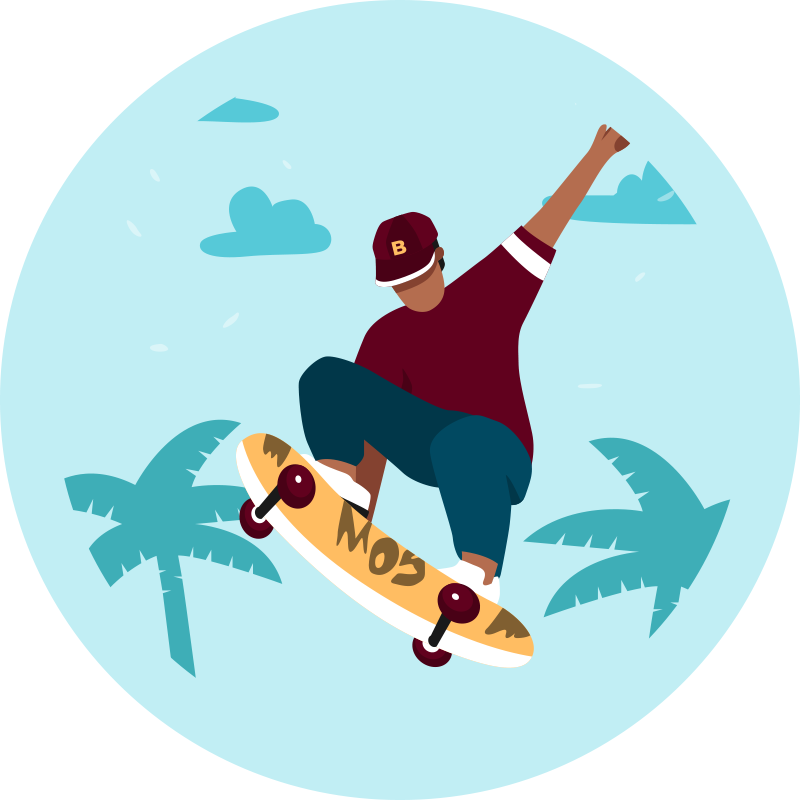 Skateboarding ilustrace Vinylový koberec pro teenagery - TenStickers