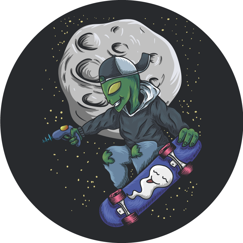 Mimozemský skateboard na měsíci teen vinylový koberec - TenStickers