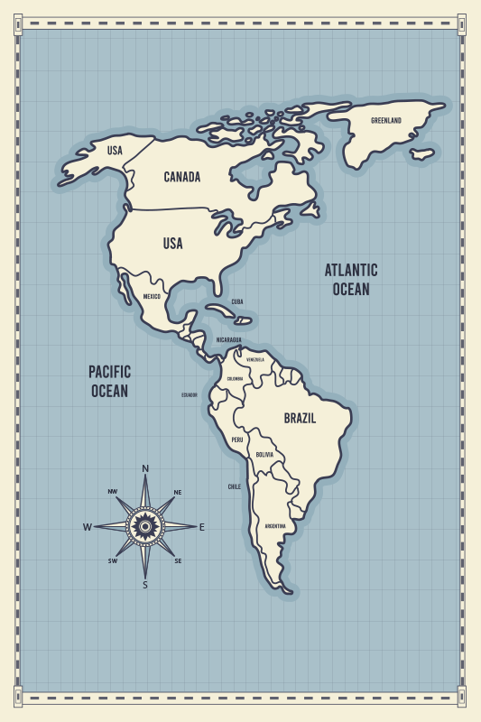 Mapa ameriky Vinylový koberec z celého světa - TenStickers