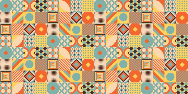 Barevné geometrické dlaždice kuchyňský vinylový koberec - TenStickers