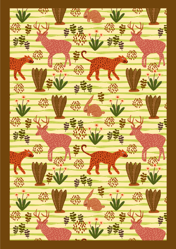 Safari divoký vzor Zvířecí vinylový koberec - TenStickers