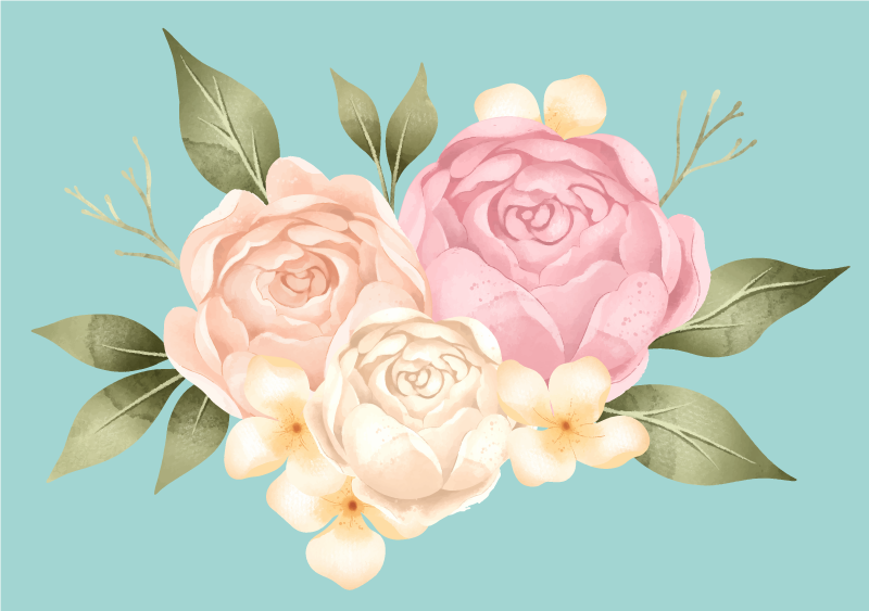 Pivoňka realistický květinový koberec - TenStickers