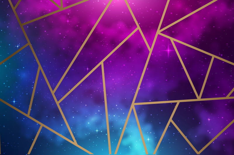 Kosmický modrý a fialový vzor Geometrický vinylový koberec - TenStickers