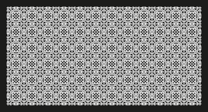 černý květinový vzor Vinylový koberec s efektem dlaždic - TenStickers