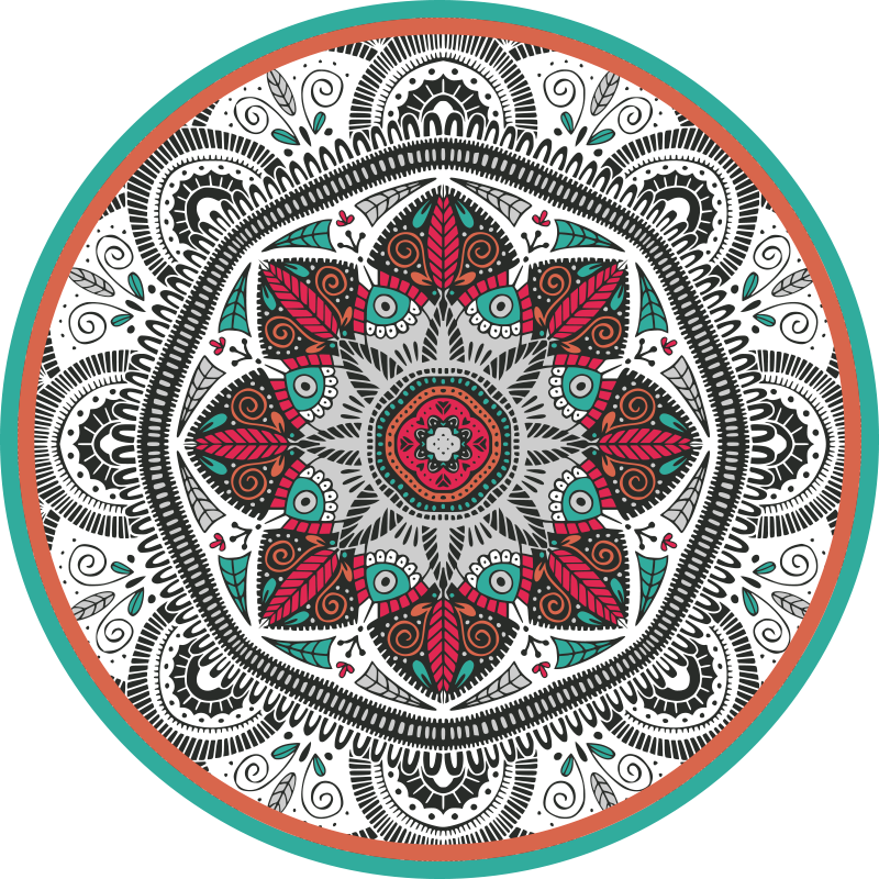 Kruhové šedé zaměření Mandala vinylový koberec - TenStickers
